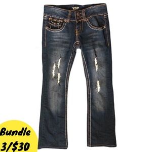 VIP Denim Jeans Stretch Bootcut Jeans Distressed Denim Accent Stitching